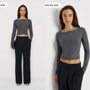 NWT Reformation Meadow Regenerative Merino Cardigan in Mid Grey Size Small